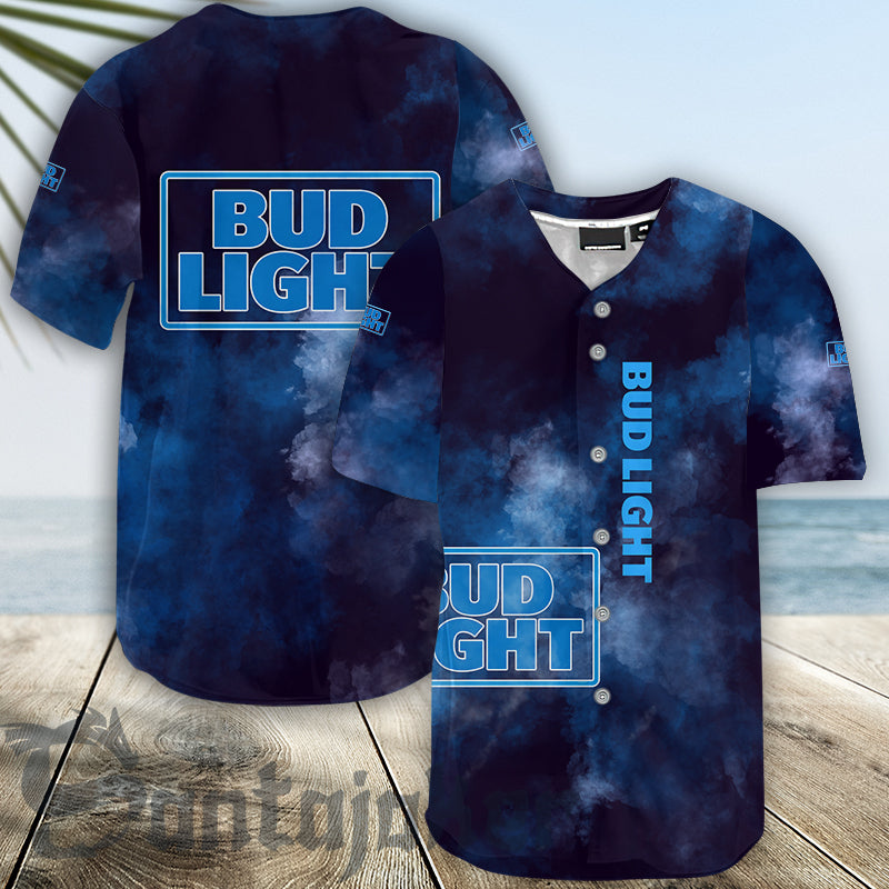 Bud Light Blue Baseball Jersey Shirt