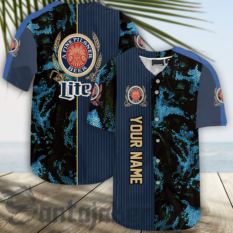 Santajoker Personalized Miller Lite Galaxy Mosaic Baseball Jersey | Lite Shirt