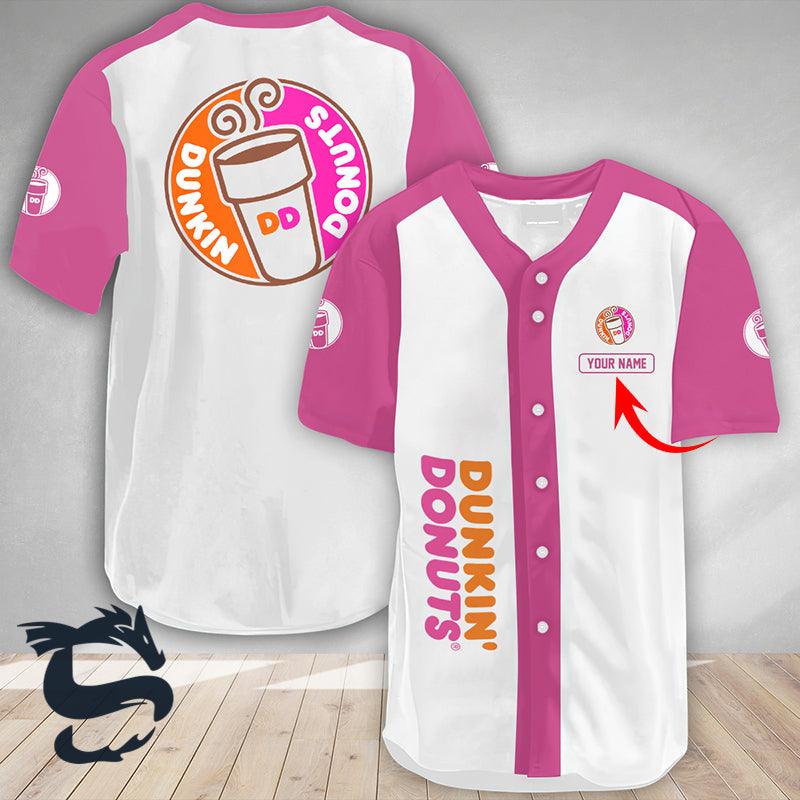 BagLore Dunkin Donuts Baseball Jersey Shirt, Dunkin Donuts Jersey, Fast Food Baseball Shirt, Adult Kid Baseball Uniform, Dunkin Donuts Lover Gift
