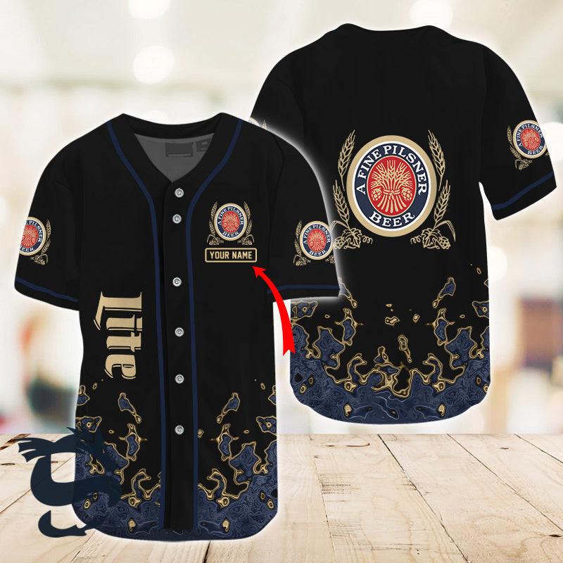 Santajoker Personalized Liquid Abstract Miller Lite Baseball Jersey | Lite Jersey