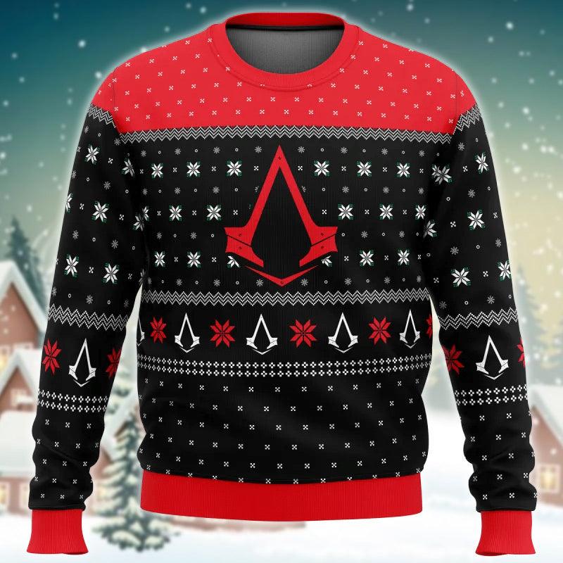 Red Logo Assassin s Creed Ugly Sweater Assassin s Creed Jumper