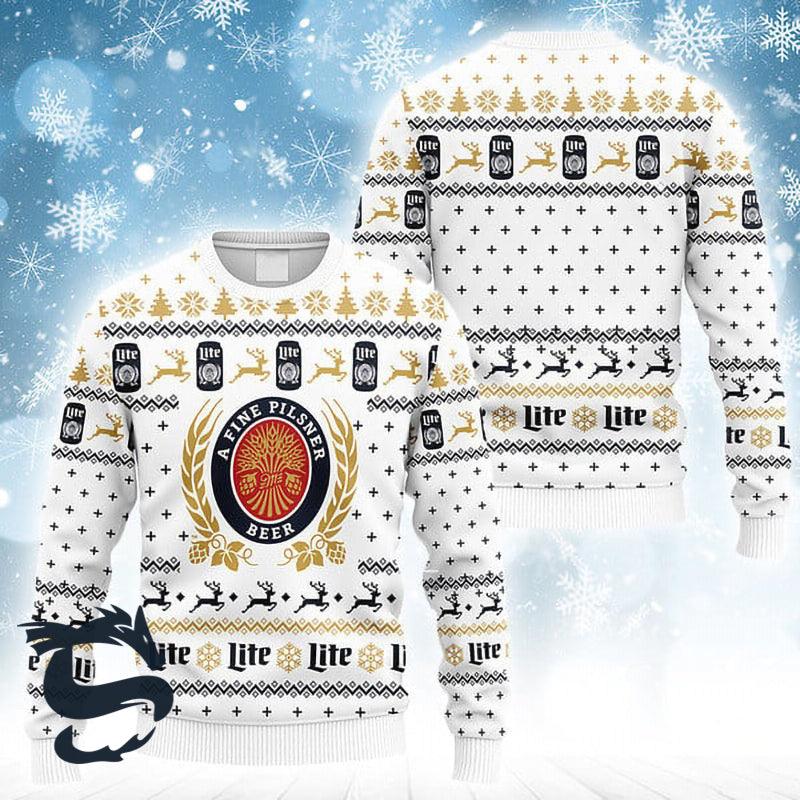 Snowflakes Miller Lite Christmas Ugly Sweater Miller Lite Sweater