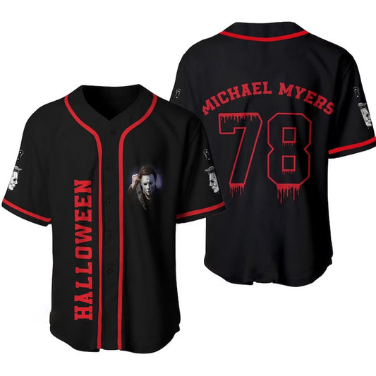 Michael Myers 1978 Halloween Red Black Baseball Jersey