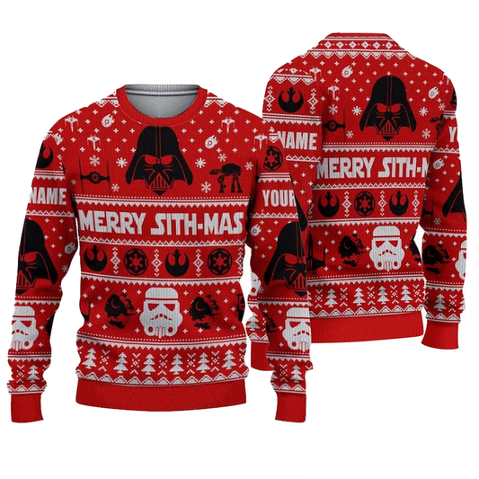 Personalized Darth Vader Merry Sithmas Red Ugly Sweater