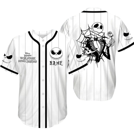 Personalized Jack Skellington Stripe Baseball Jersey