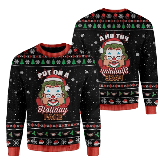 Joker Put On A Holiday Face Ugly Sweater