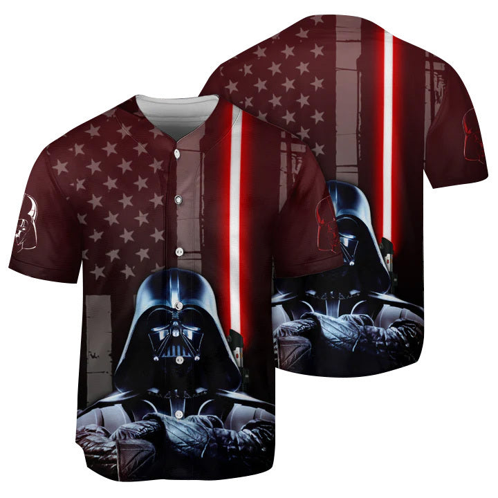 Darth Vader Lightsaber American Flag Baseball Jersey