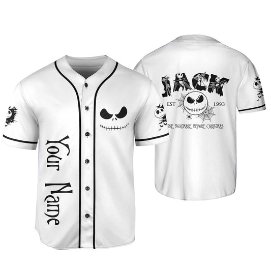 Personalized Jack Skellington And Sally Baseball Jersey 