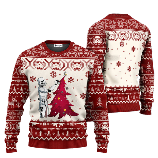 Stormtrooper Red Christmas Ugly Sweater