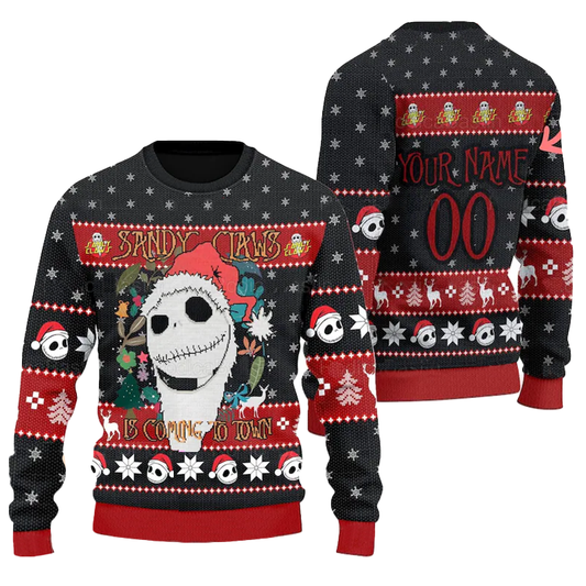 Personalized Sandy Claws Is Coming To Town Ugly Sweater