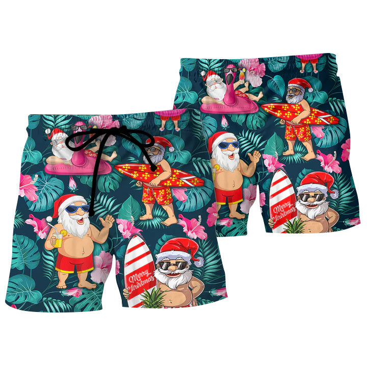 Santa Claus Palm Tree Beach Shorts