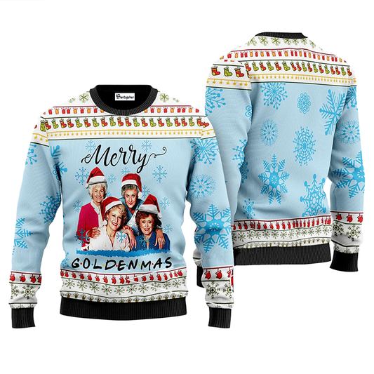 Merry Goldenmas Snowy Ugly Sweater