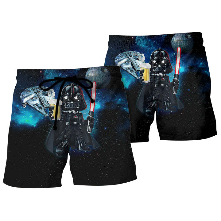 Darth Vader With Beer Lightsaber Beach Shorts