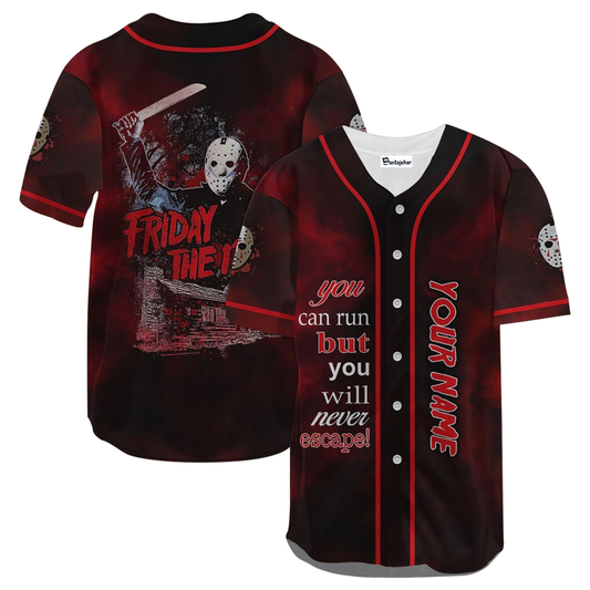 Personalized Jason Voorhees Can Run But Never Escape Baseball Jersey