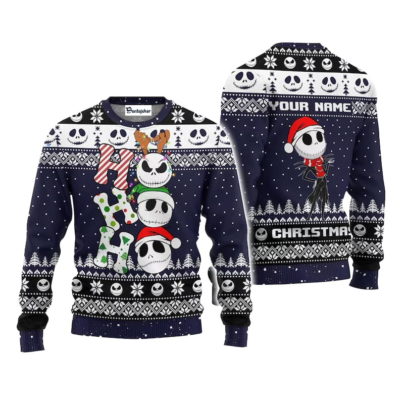 Personalized Jack Skellington HoHoHo Ugly Sweater