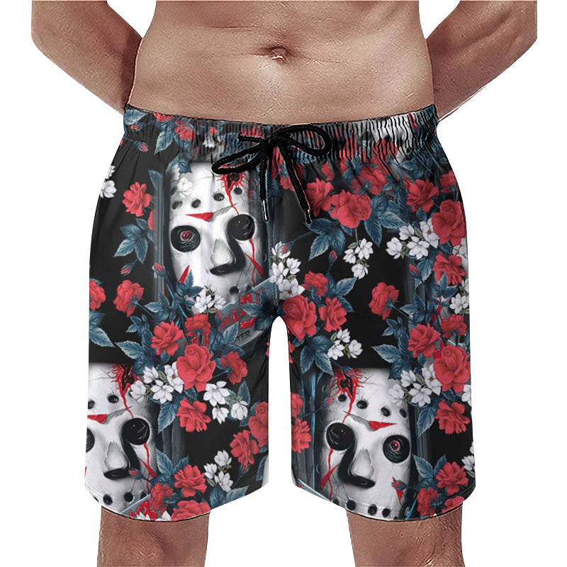Jason Voorhees Tropical Flower Beach Shorts