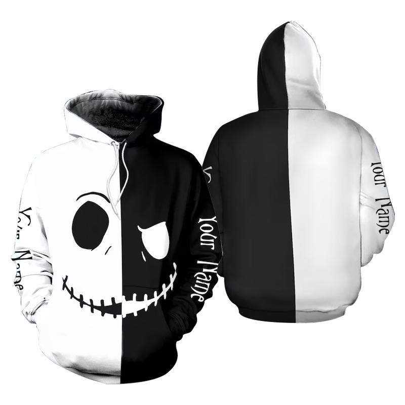 Personalized Jack Skellington White Black Hoodie