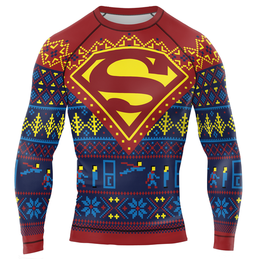 Superman Christmas Men's Long Sleeve Rash Guard