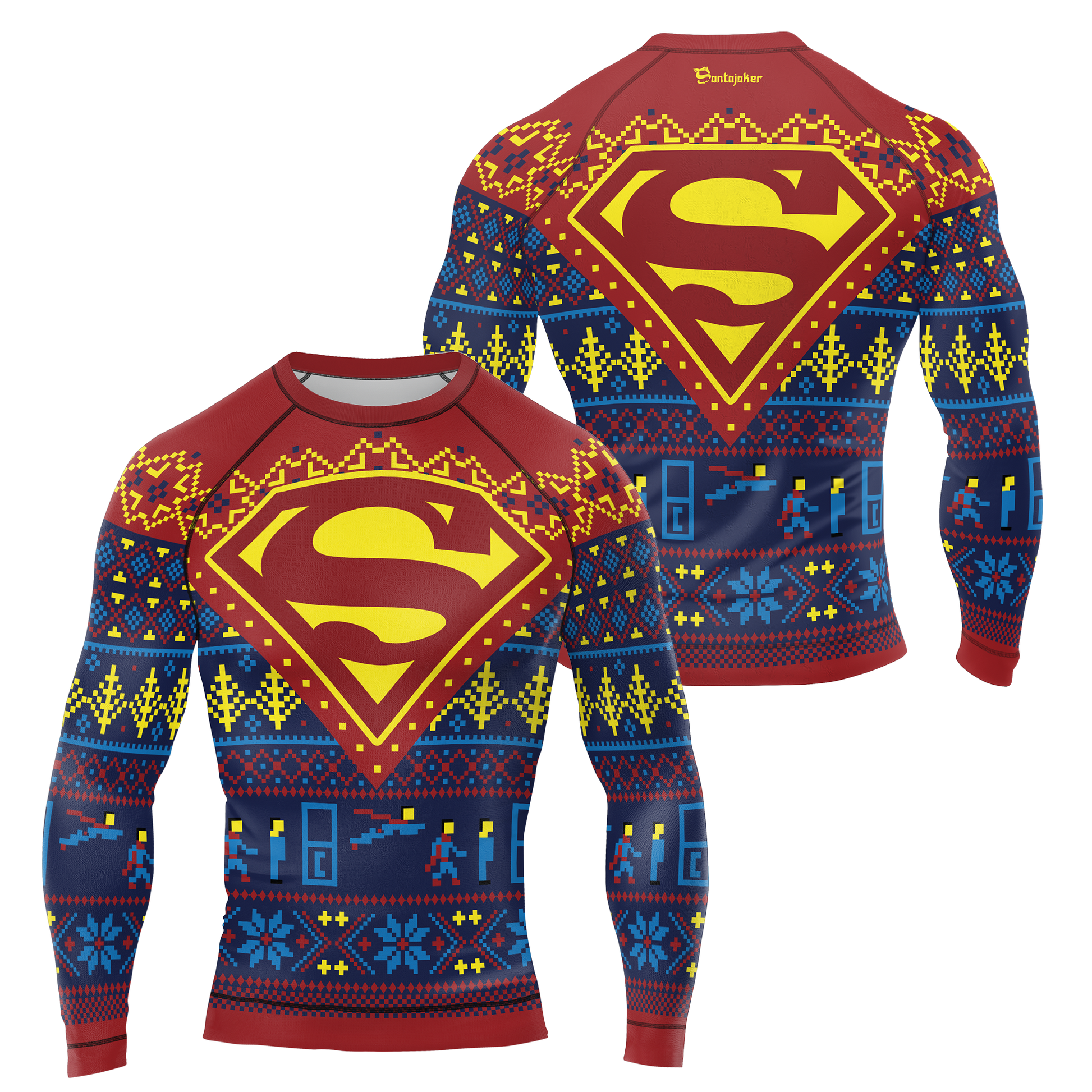 Superman Christmas Men's Long Sleeve Rash Guard