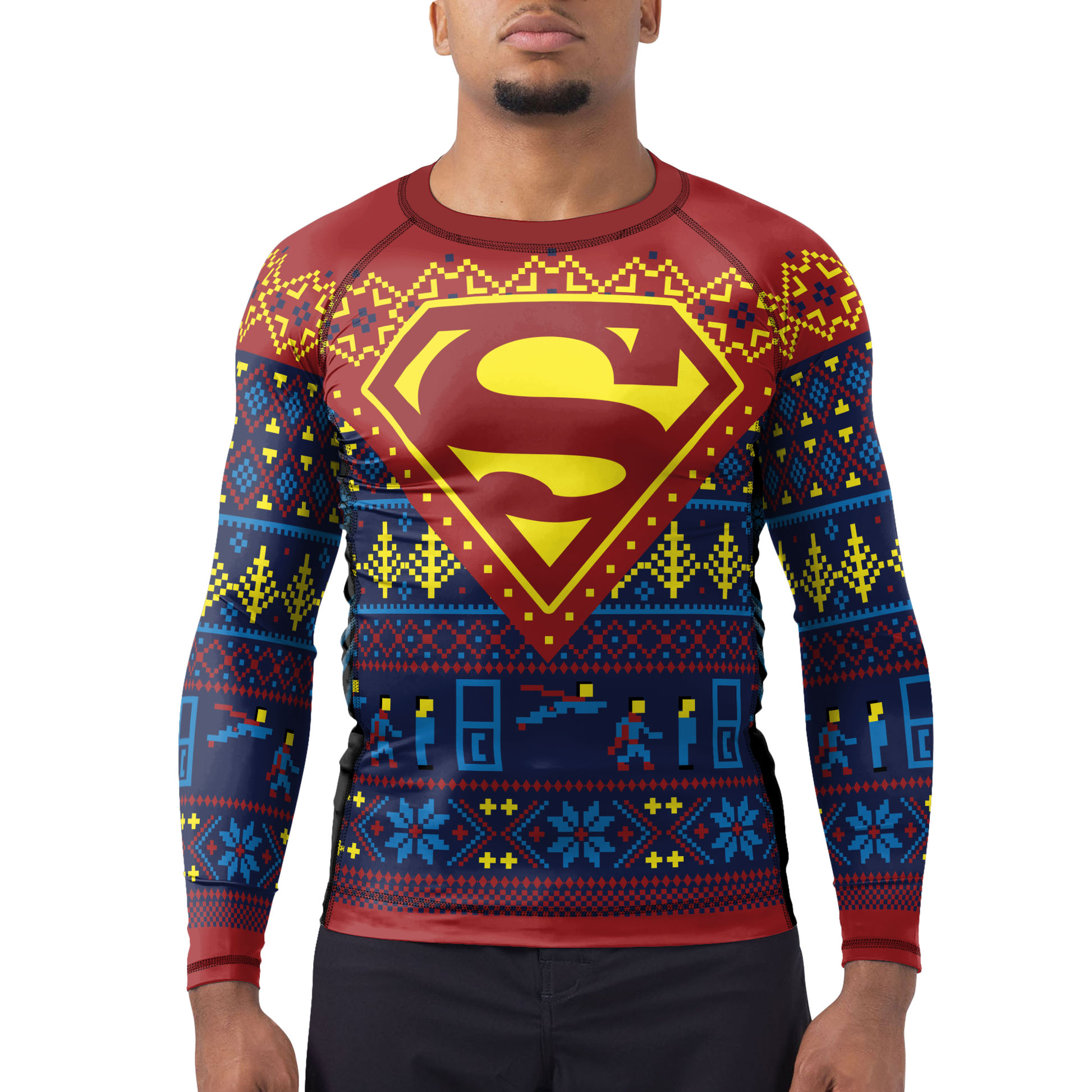 Superman Christmas Men's Long Sleeve Rash Guard