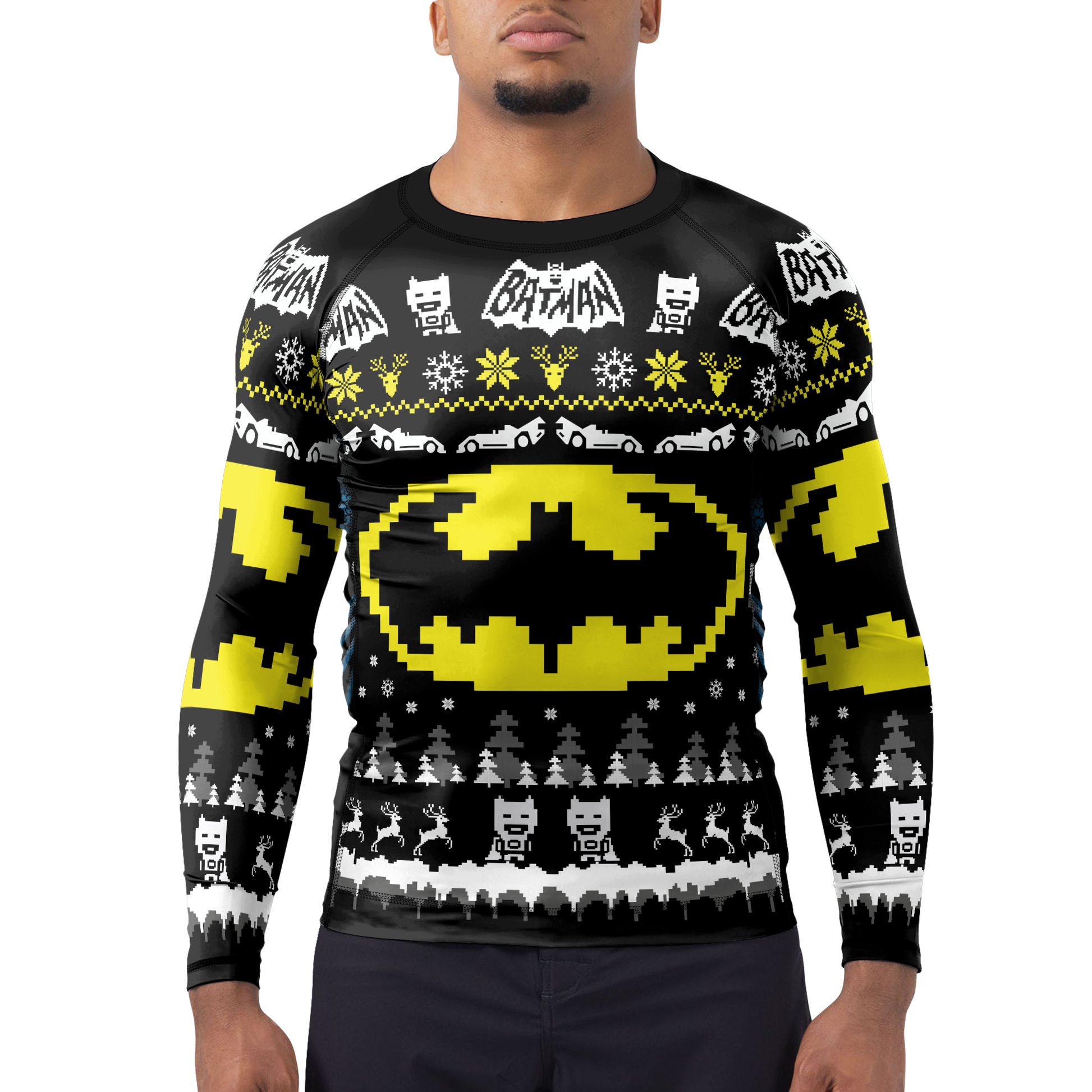 Bat-Signal Christmas Men's Long Sleeve Rash Guard