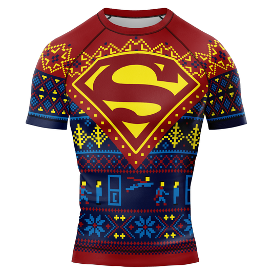 Superman Christmas Men's Short Sleeve Rash Guard