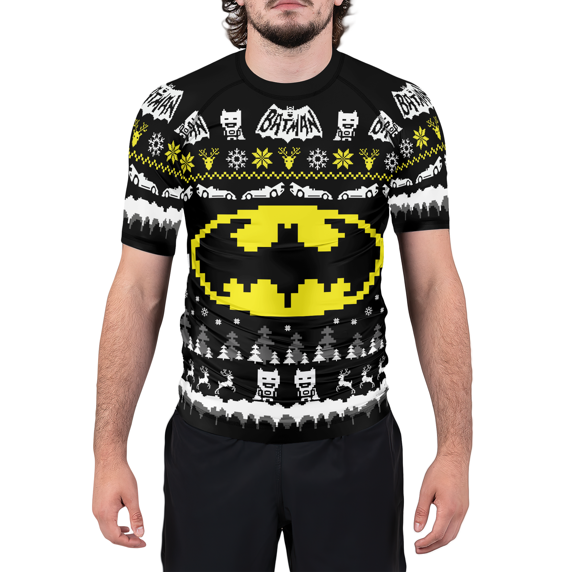 Bat-Signal Christmas Men's Short Sleeve Rash Guard