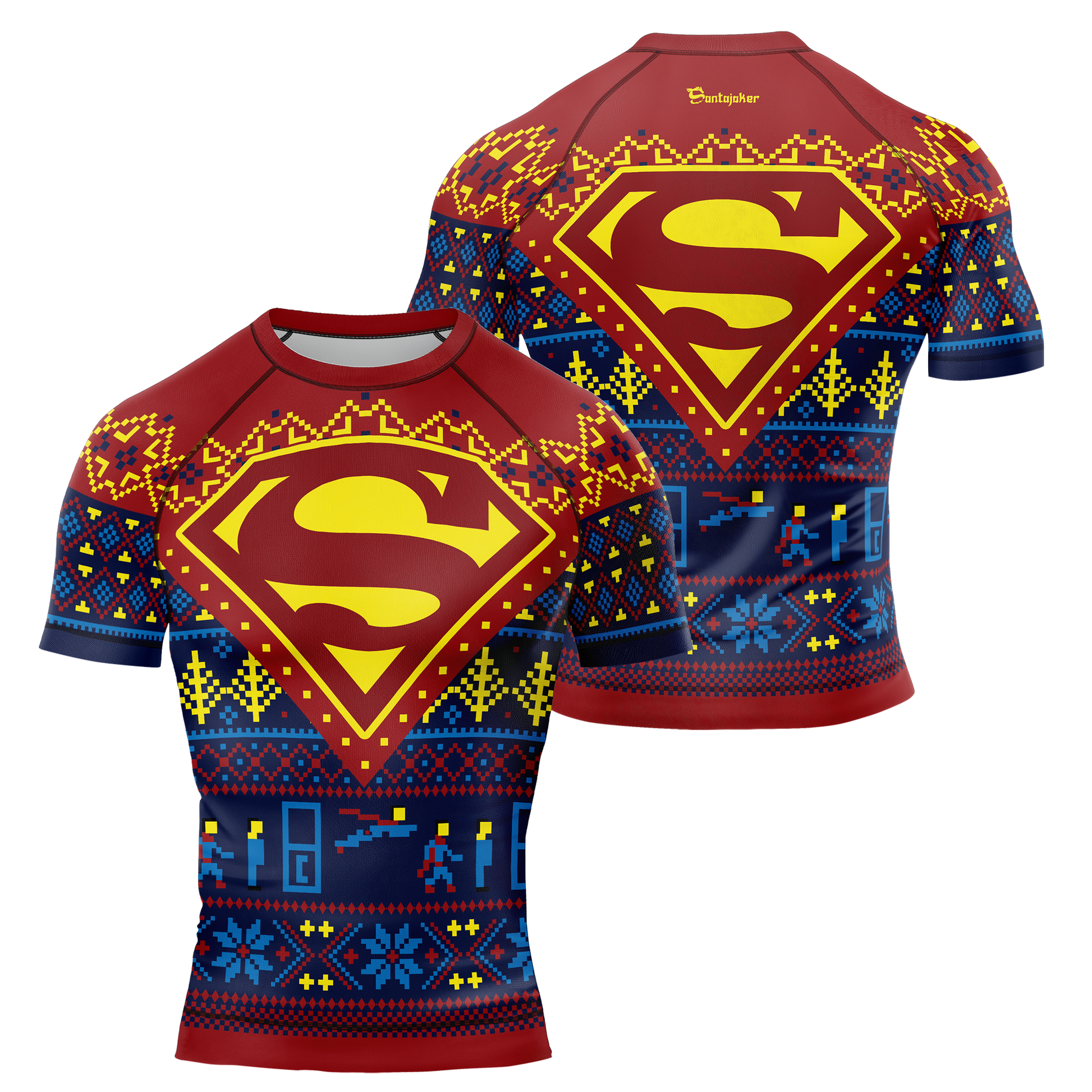 Superman Christmas Men's Short Sleeve Rash Guard