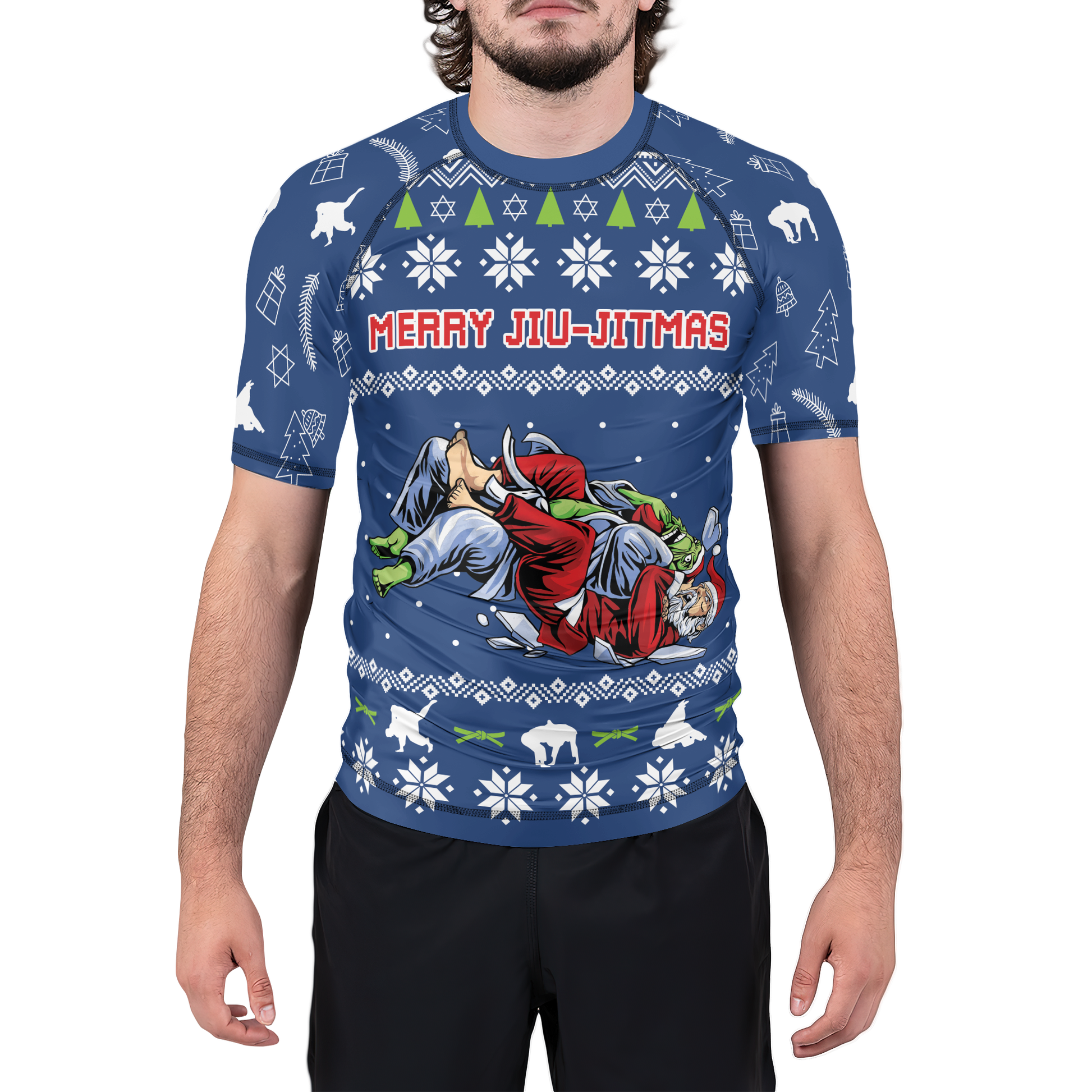 Merry Jiu-jitmas Men's Short Sleeve Rash Guard