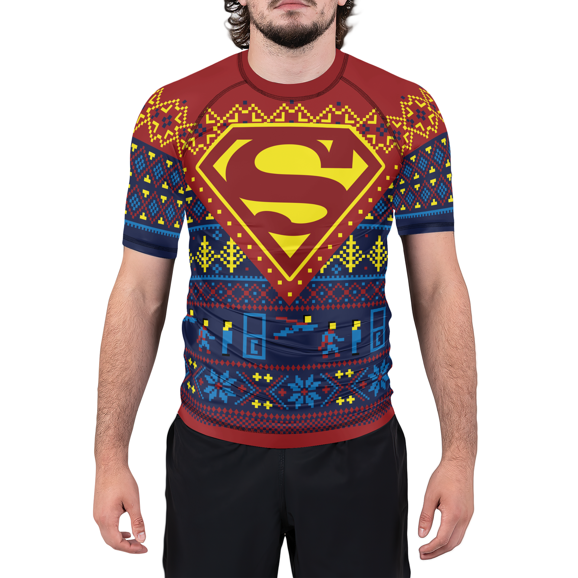 Superman Christmas Men's Short Sleeve Rash Guard