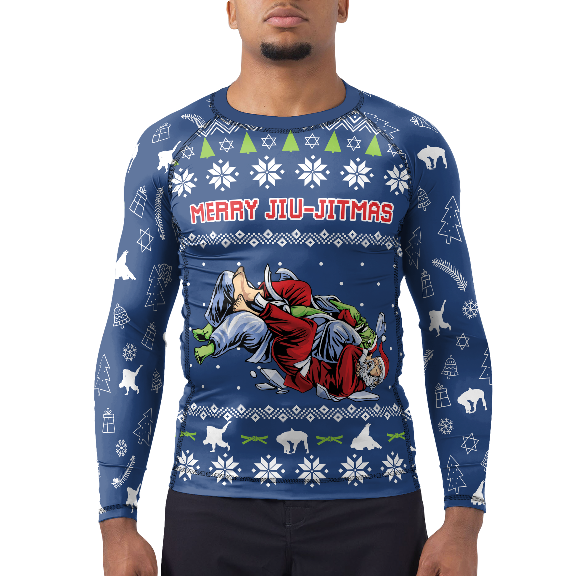 Merry Jiu-jitmas Men's Long Sleeve Rash Guard