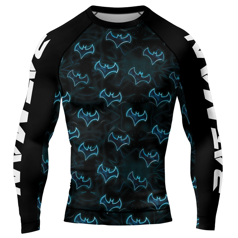 Blue Night Bat Men's Long Sleeve Rash Guard