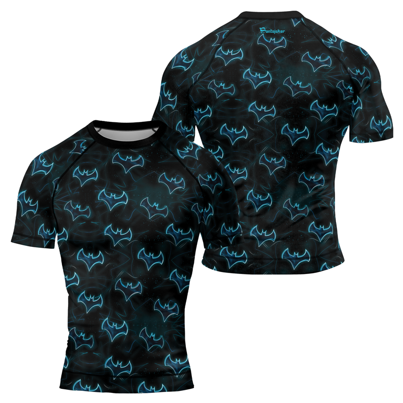 Blue Night Bat Men's Short Sleeve Rash Guard