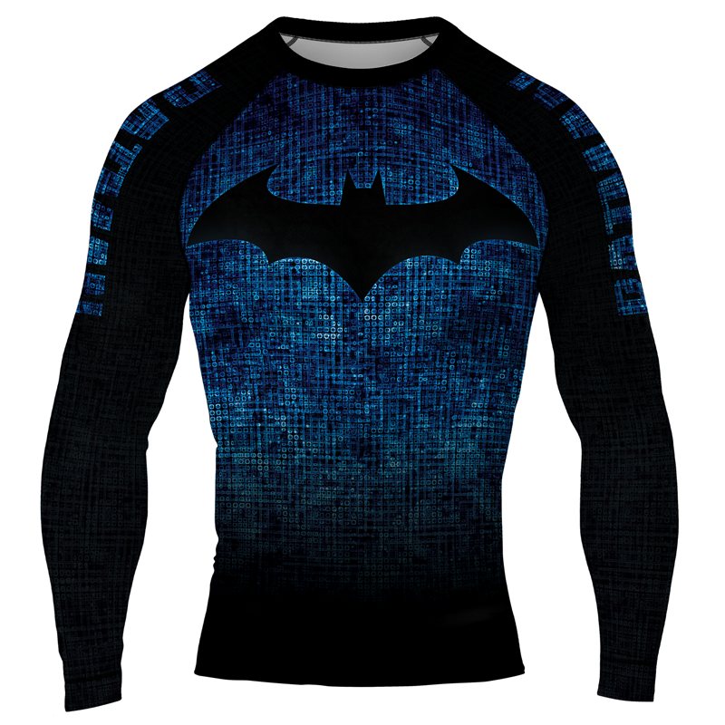 Blue Shadow Bat Men's Long Sleeve Rash Guard