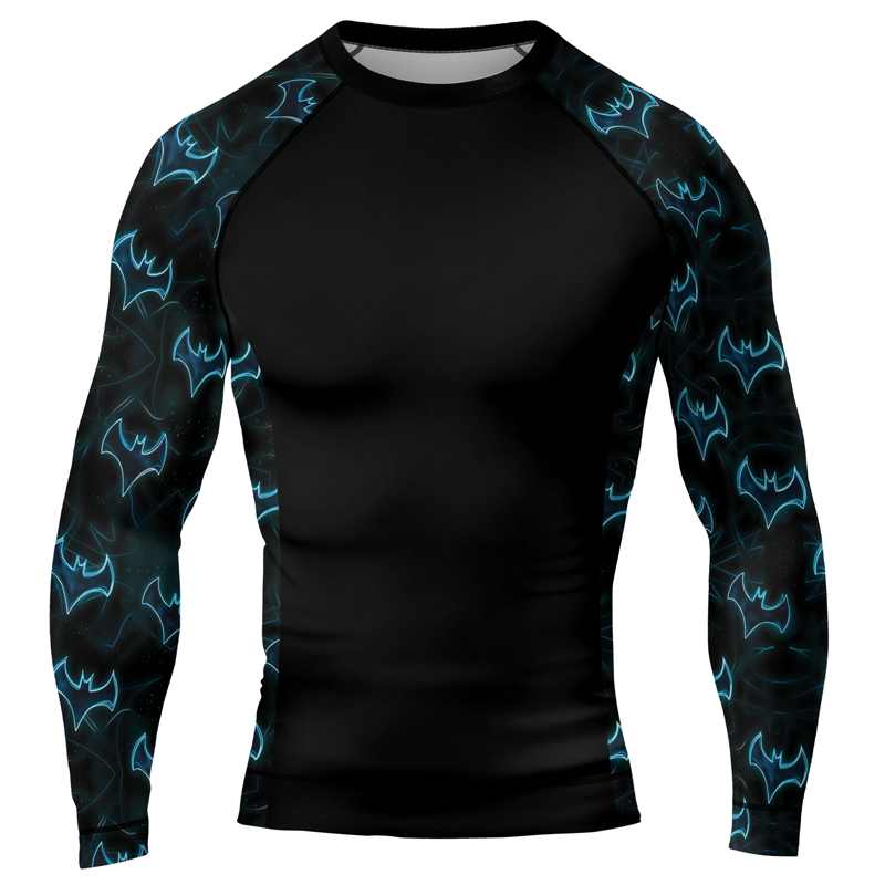 Blue Night Bat Men's Long Sleeve Rash Guard