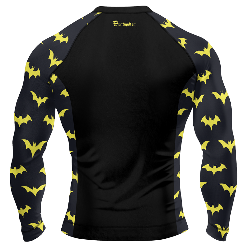 Yellow Night Bat Men's Long Sleeve Rash Guard