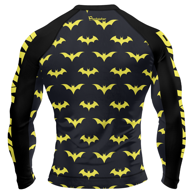 Yellow Night Bat Men's Long Sleeve Rash Guard