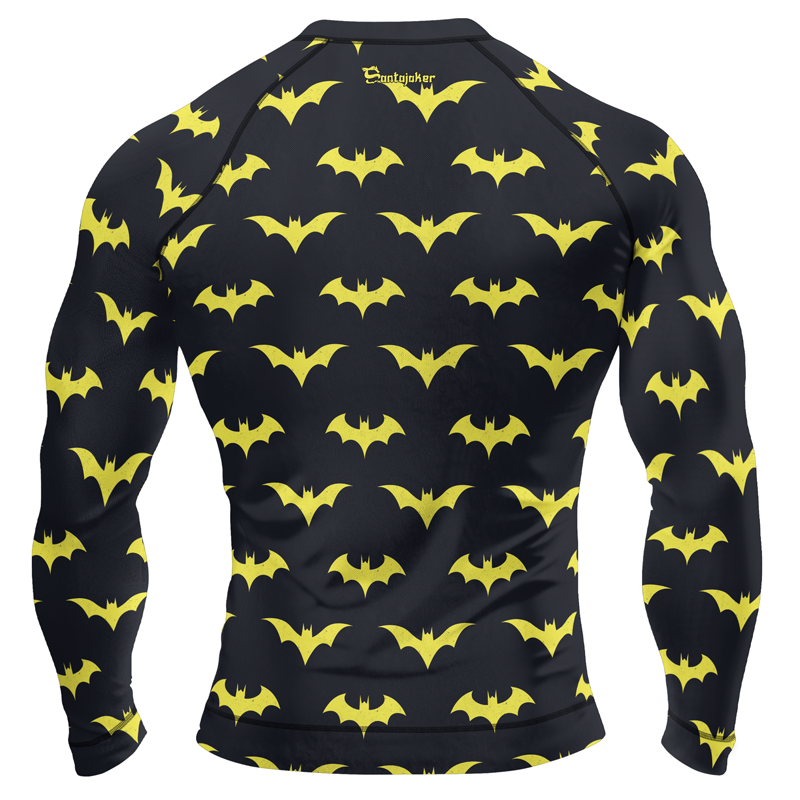 Yellow Night Bat Men's Long Sleeve Rash Guard