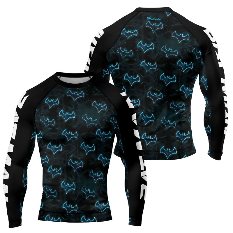 Blue Night Bat Men's Long Sleeve Rash Guard