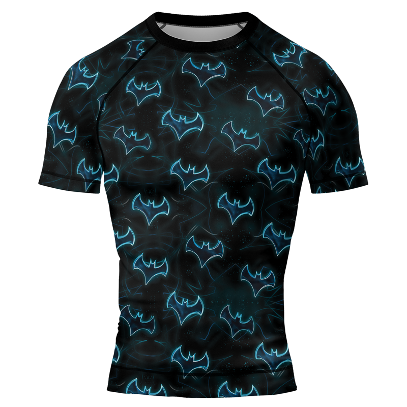 Blue Night Bat Men's Short Sleeve Rash Guard