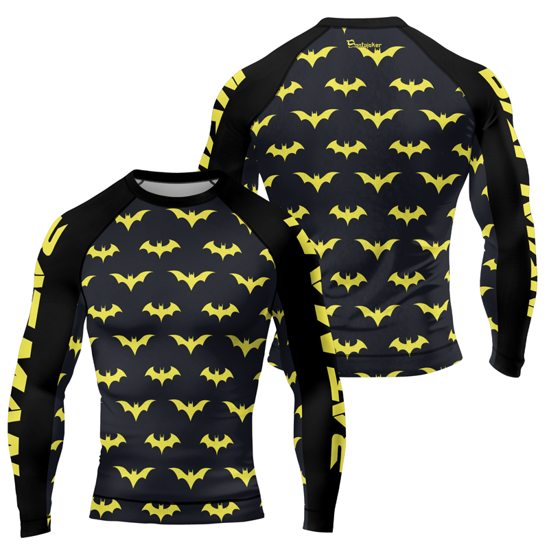 Yellow Night Bat Men's Long Sleeve Rash Guard