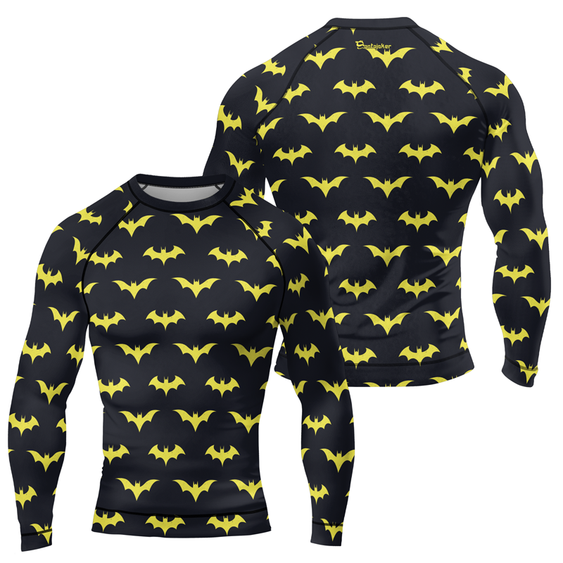 Yellow Night Bat Men's Long Sleeve Rash Guard