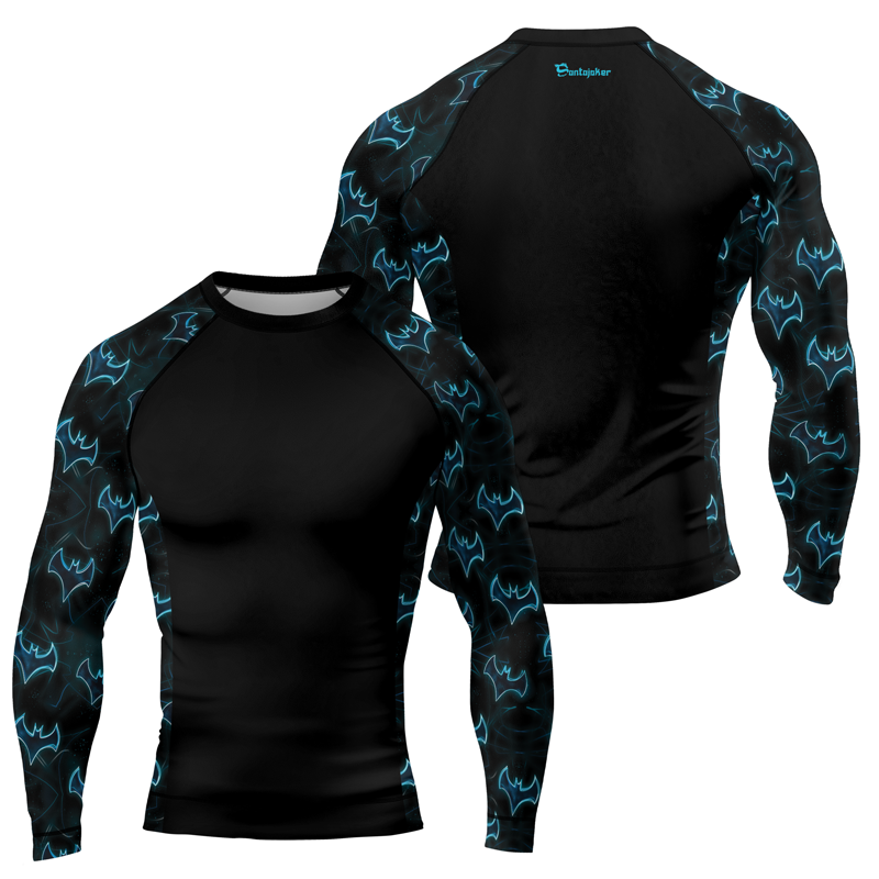 Blue Night Bat Men's Long Sleeve Rash Guard