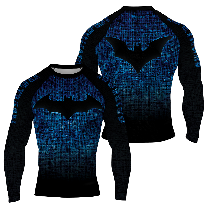 Blue Shadow Bat Men's Long Sleeve Rash Guard