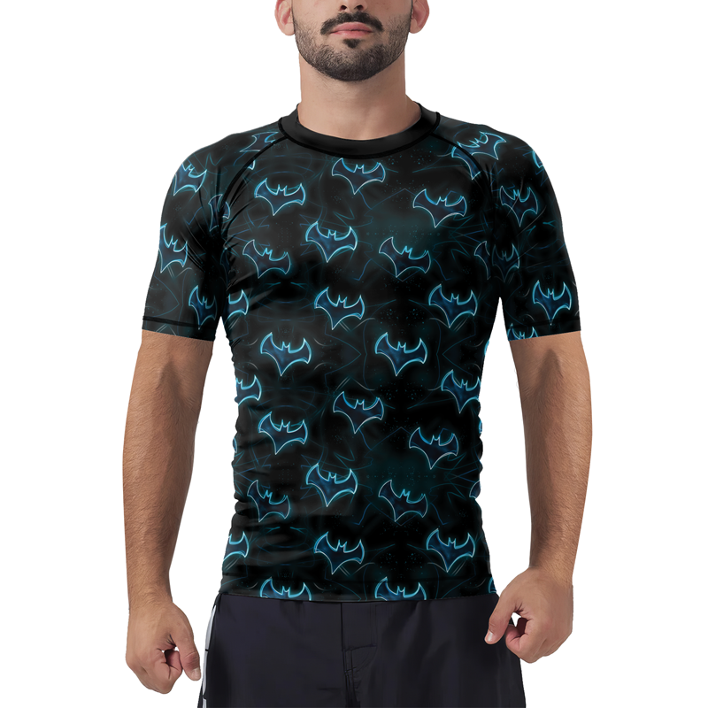 Blue Night Bat Men's Short Sleeve Rash Guard