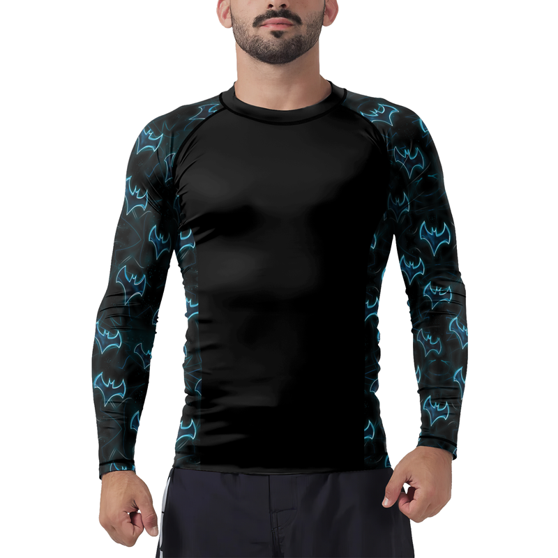 Blue Night Bat Men's Long Sleeve Rash Guard