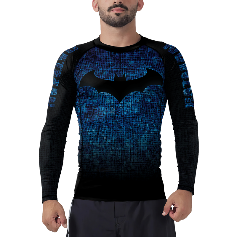 Blue Shadow Bat Men's Long Sleeve Rash Guard