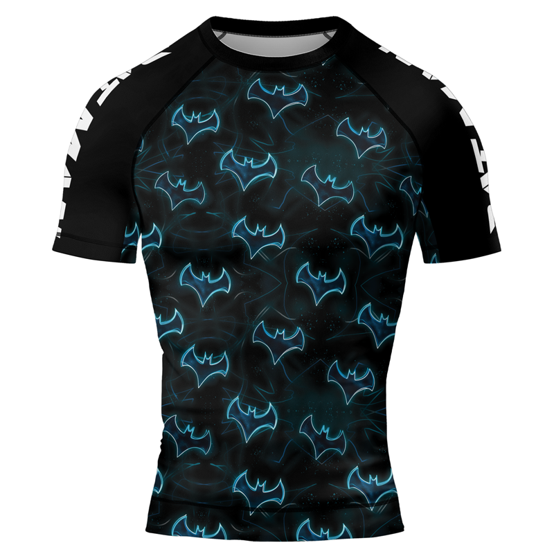 Blue Night Bat Men's Short Sleeve Rash Guard