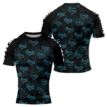 Blue Night Bat Men's Short Sleeve Rash Guard