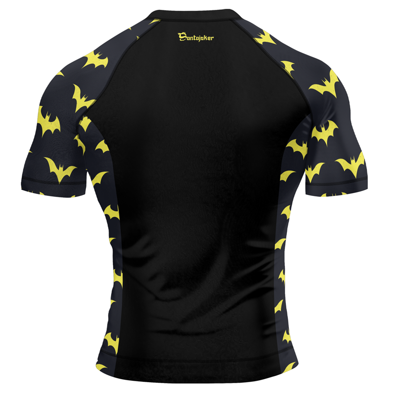 Yellow Night Bat Men's Short Sleeve Rash Guard